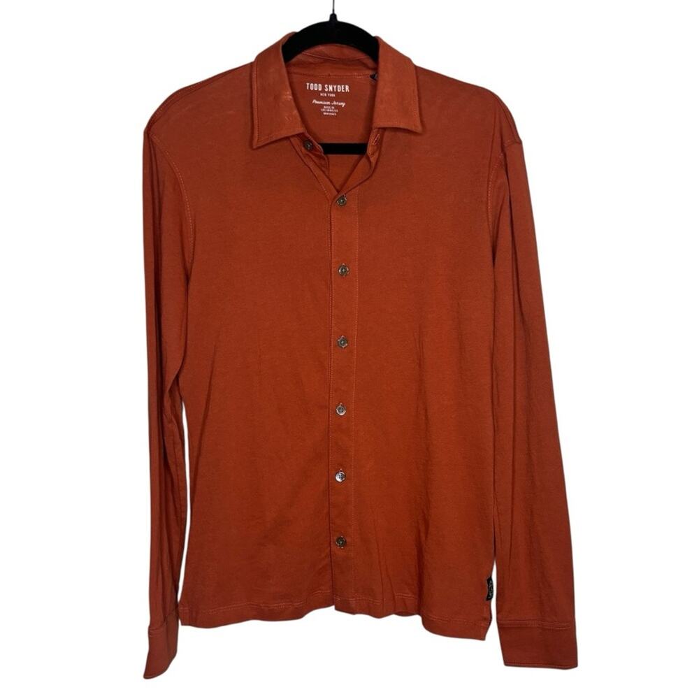 NWT Todd Snyder Long Sleeve Full Placket Jersey Polo XS Warm Cognac